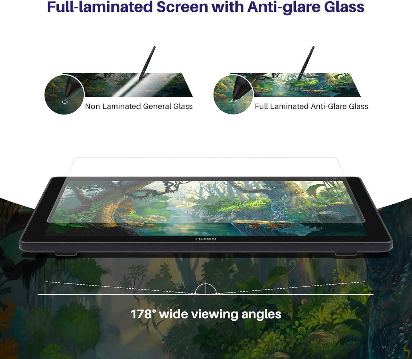 HUION Kamvas 24 Plus 2.5K QHD Graphic Drawing Tablet with Screen, 140%sRGB Full-Laminated QD Drawing Monitor with Battery-Free Stylus 8192 Pen Pressure Tilt for PC, Mac, Android, 23.8inch Pen Display