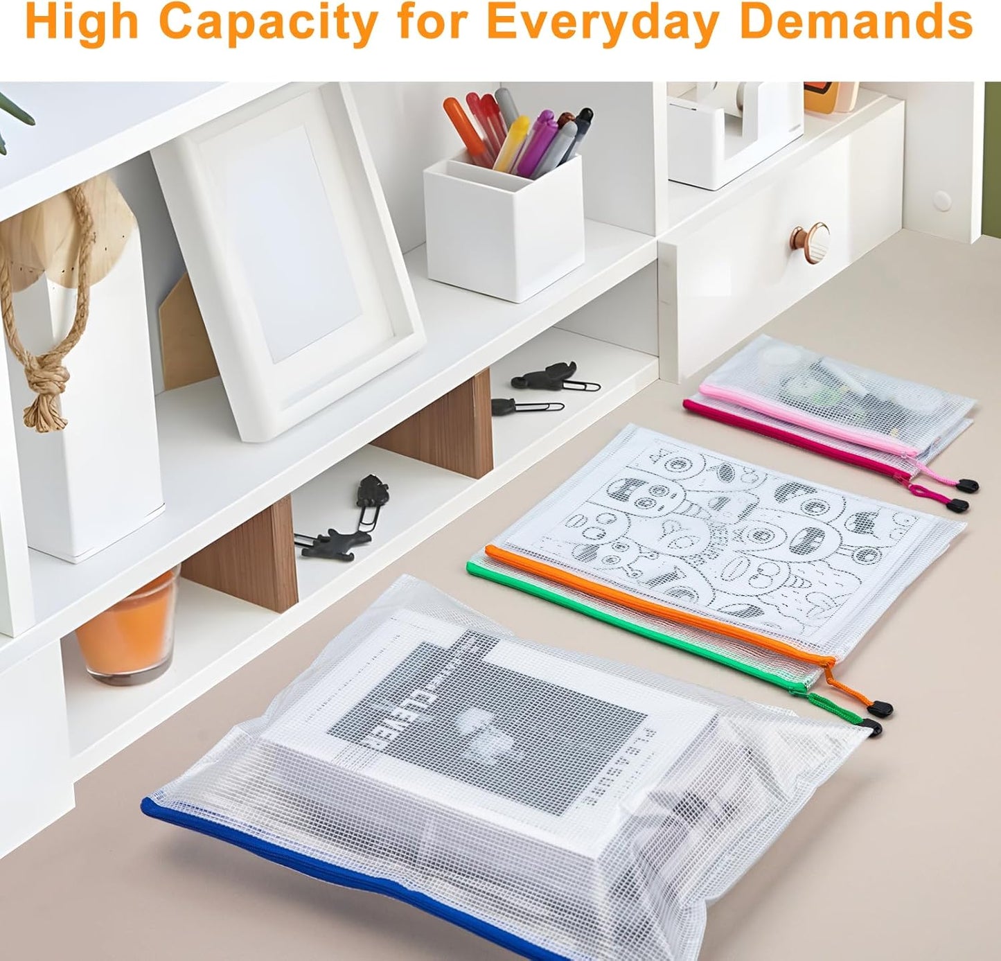 36Pack Mesh Zipper Pouch Bags, Waterproof A4 Letter Size Document Zipper Pouches for Storage, Teacher School, Toys, Puzzle, Office, 12 Colors