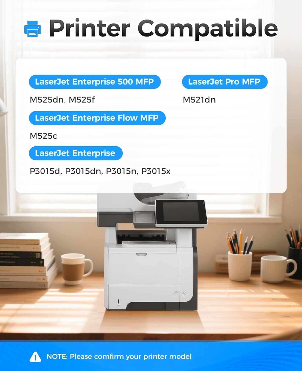 55A Black Toner Cartridge 2-Pack with chip High Yield Replacement for HP 55A CE255A Compatible with Laserjet Enterprise 500 MFP M525dn M525f Flow M525c P3015d P3015dn P3015n P3015x Pro M521dn Printer
