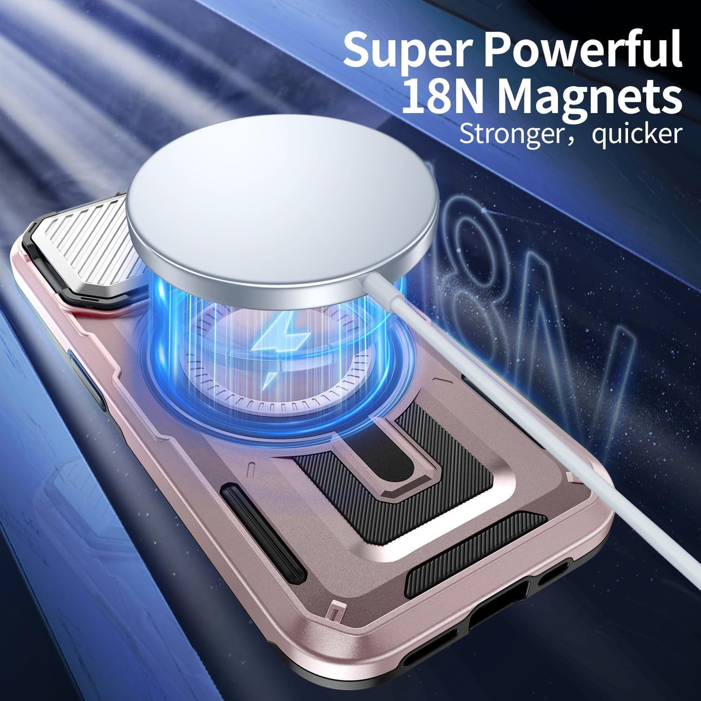 Camera Stand Case for iPhone 12/12 Pro, [Compatible with Mag Safe] [Lens Cover] 2024 Version Military Grade Protective Soft Case for iPhone 12/12 Pro 6.1 inch Men Women, Pink