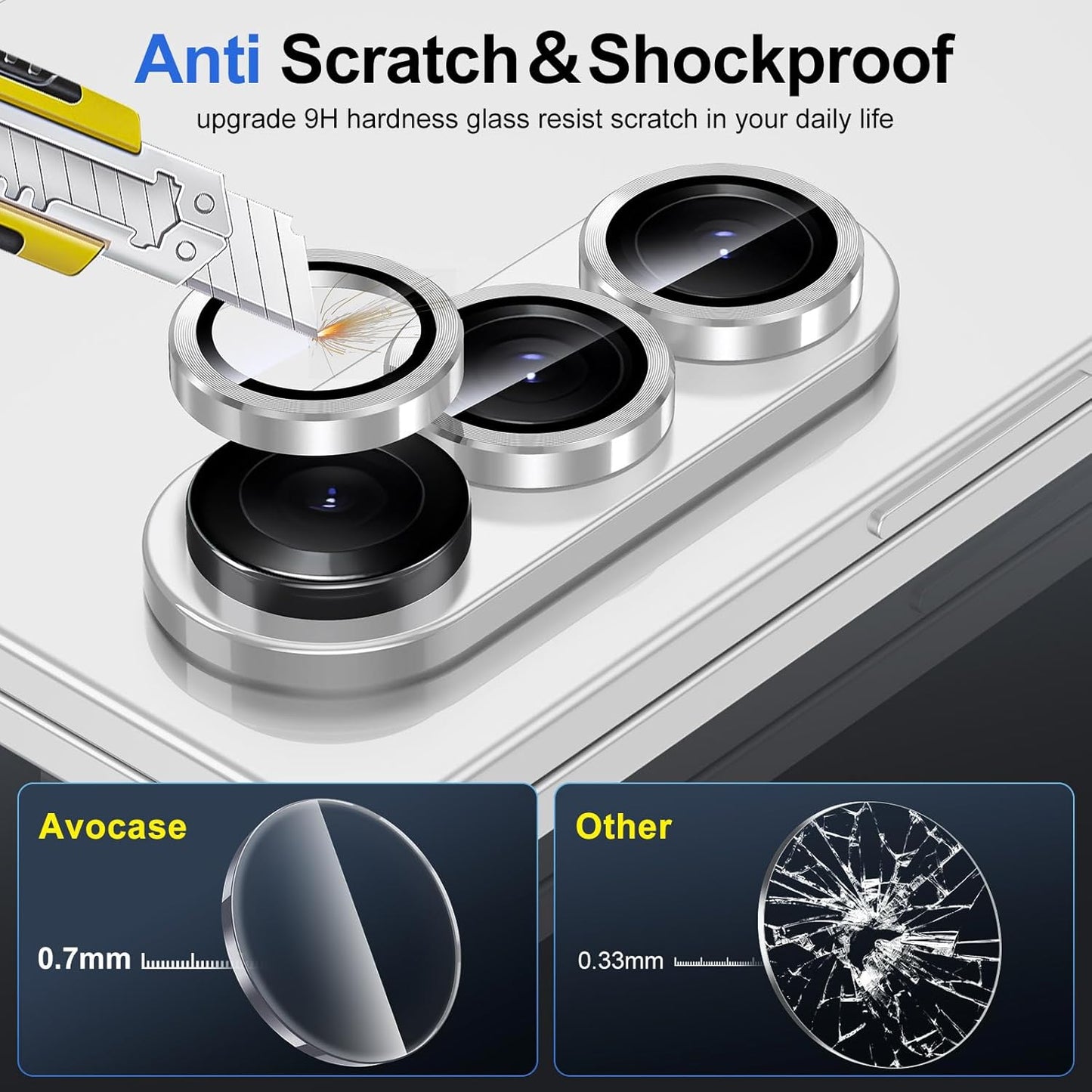 for Samsung Galaxy Z Fold 7 Camera Lens Protector, Individual Metal Ring Tempered Glass Lens Cover, [Strong Adsorption] Scratch Resistant Ultra-Thin HD Clear Lens Cover, 1 Set-Silver
