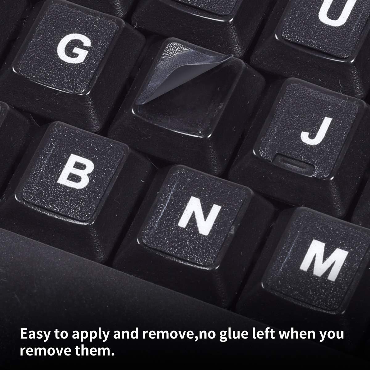 2PCS English Keyboard Letters Replacement Stickers, Large Print Bold White Font on Black Background US Keyboard Letter Stickers for Laptop Desktop Computer Keyboard Alphabet Stickers