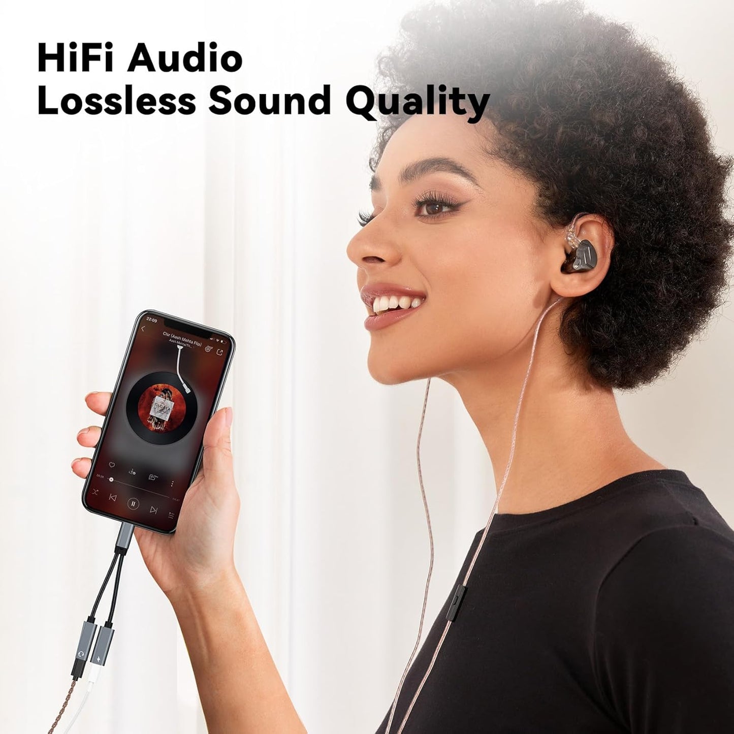 3PCS USB C Headphone Splitter,CCZ CA01 USB C to Type C Headphone Jack and Charger Adapter, 1 in 2 out Dongle Hi-Res DAC Audio Cable with PD 60W Fast Charging for Samsung Galaxy S25 S24 S23 (USBC-USBC)