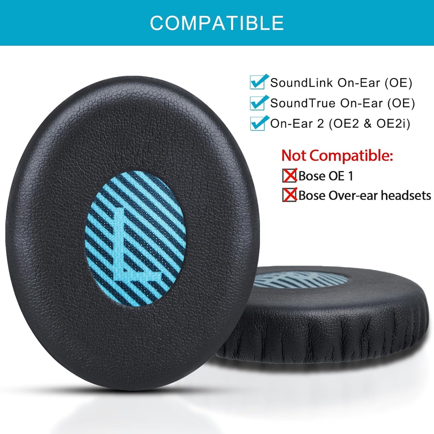 Ear Pads Replacement for Bose On-Ear 2 Headphones, GVOEARS Ear Cushion Pad for Bose OE2 / OE2i / SoundTrue OE/SoundLink On-Ear Wireless Headphones, Durable & Longer Lasting (Blue Pad)
