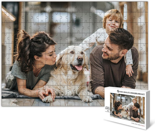 Custom Puzzle from Photos - Personalized 1000/500/300/200/120 Piece Jigsaw Puzzle for Adults & Kids, Unique Wooden Gift for Christmas, Wedding, Anniversary, Birthday