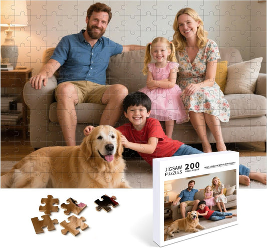 Custom Photo Puzzle – Personalized Jigsaw Puzzle from Your Photos in 200/300/500/1000/1500 Pieces – Custom Puzzle Gift for Families, Pets, Weddings, Anniversaries, Adults and Couples(200-horizontal)