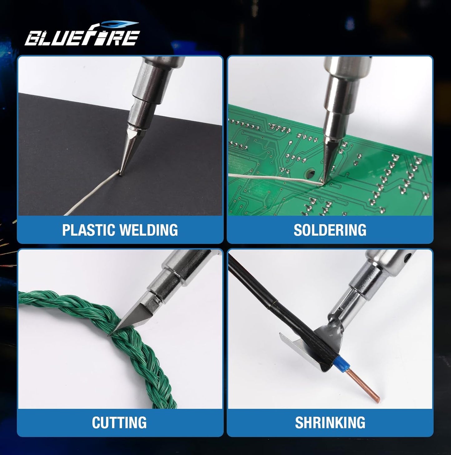 BLUEFIRE MRT-1117K Cordless Butane Soldering Iron Kit Portable Multi-Purpose Mini Torch for Electronics, Jewelry, Welding & Brazing|Self-Igniting,Flame Control,Light Weight,Rapid Heat Up,Inflatable