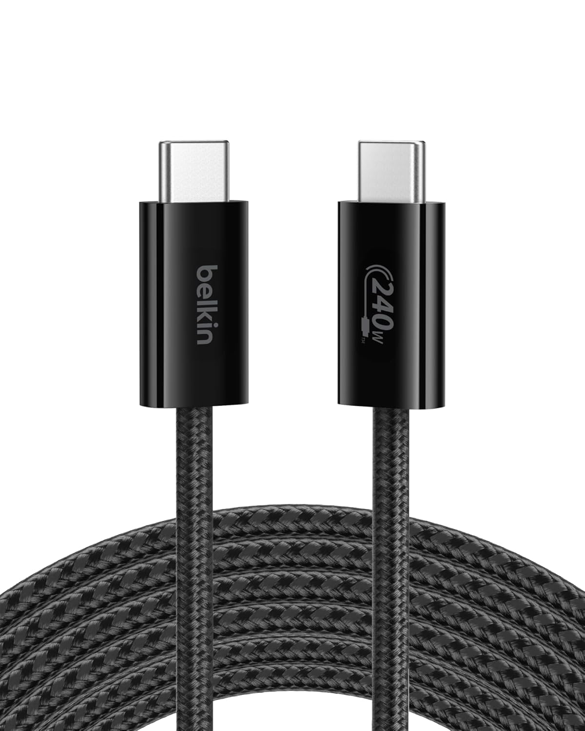 Belkin USB C to USB C Cable, 9.9ft, 240W - Type C Charger, iPhone Charger Cord, Soft, Braided, Flexible for iPhone 17, Galaxy S25, Pixel 10, MacBook, Chromebook, iPad Pro, Switch Steam Deck – Black
