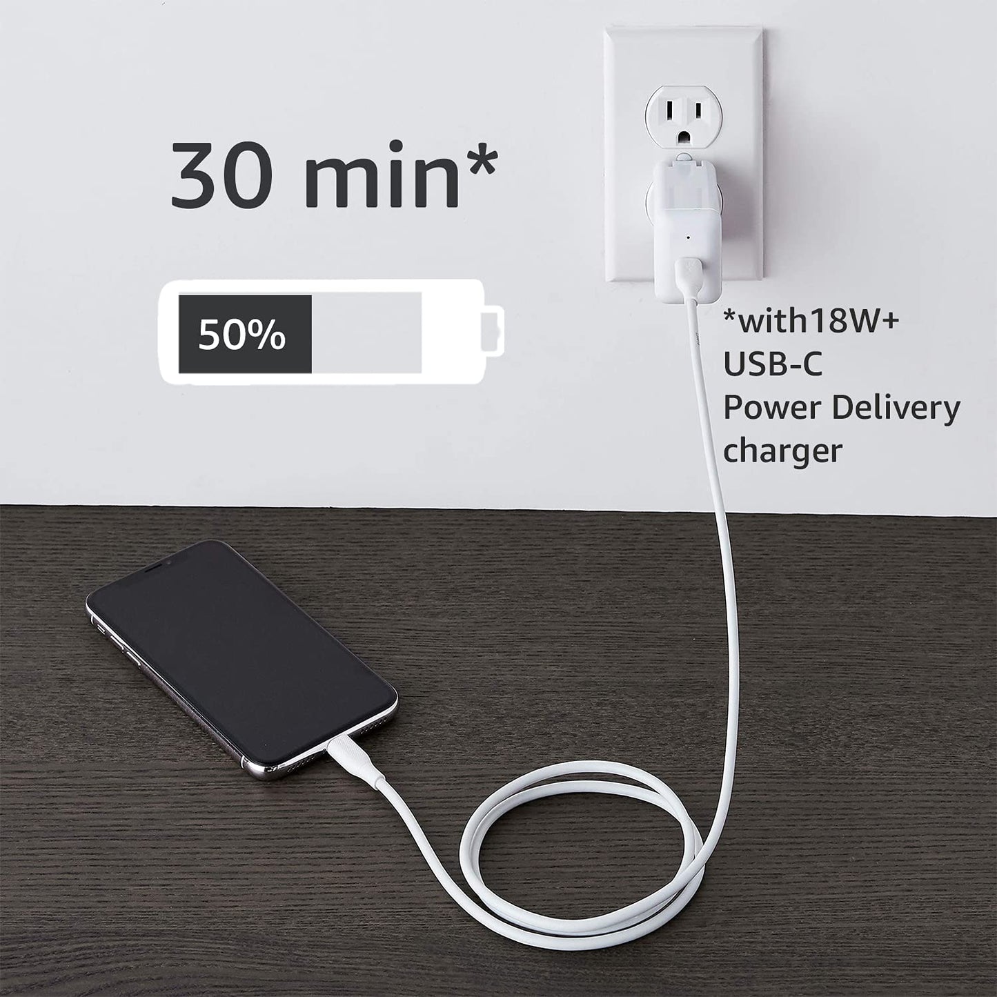 Amazon Basics USB-2.0 Type C to Lightning Cable (MFi Certified), 3 Feet, White