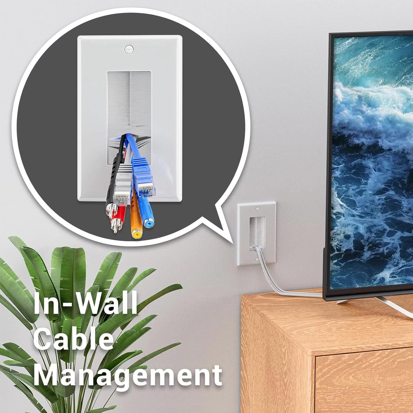 Iwillink Brush Wall Plate (10 Pack), Cable Pass Through Insert for Wires, Single Gang Cable Access Strap, Wall Socket for HDTV, Home Theater Systems