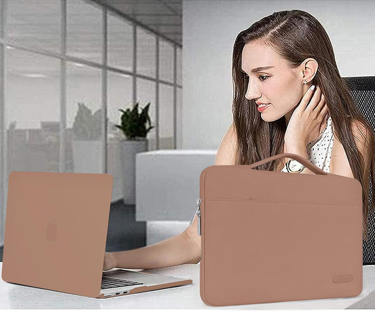 MOSISO Compatible with MacBook Air 13 inch Case 2025 2024 2023 2022 M4 A3240 M3 A3113 M2 A2681, Hard Shell&Sleeve Bag&Keyboard Skin&Webcam Cover&Screen Film for MacBook Air 13.6 inch, Caramel Brown