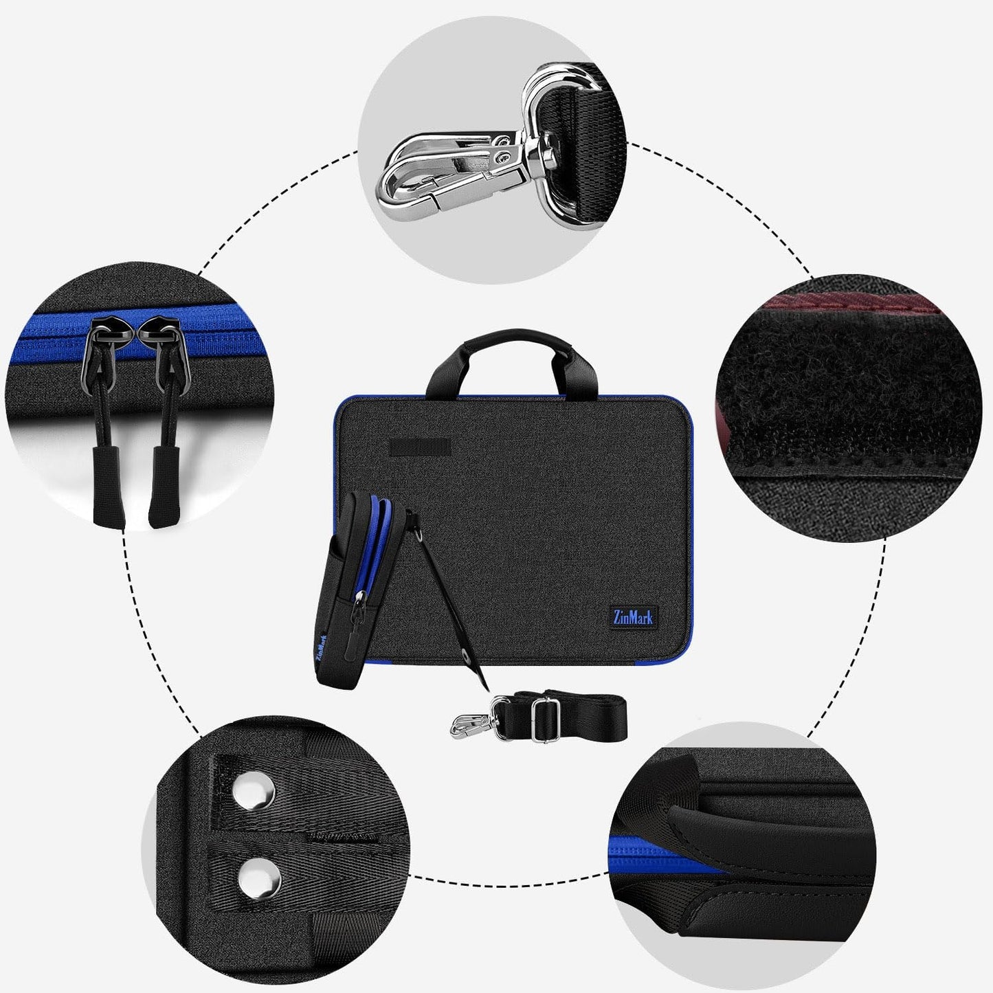 Laptop Case 15.6 Inch Briefcase Military-Grade Protection with Detachable Belt Bag, Compatible All Model of 15-16 Inch MacBook Pro and Most Popular 15.6 Inch Notebooks Chromebooks (Black Blue)