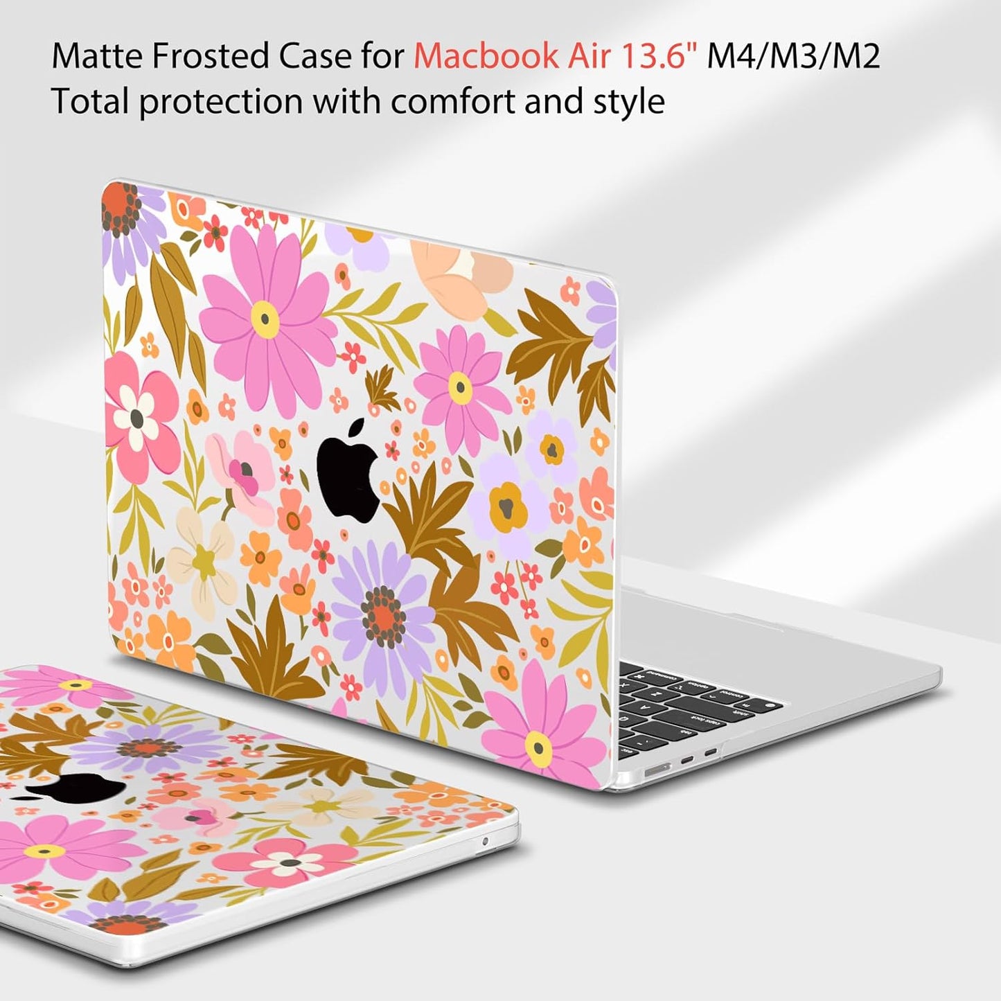 Teryeefi Compatible for MacBook Air 13.6 inch Case A3240 A3113 A2681 (2025 2024-2022 Release), Protective Plastic Hard Shell Cover for MacBook Air M2 M3 M4 13 inch, Pretty Floral A006