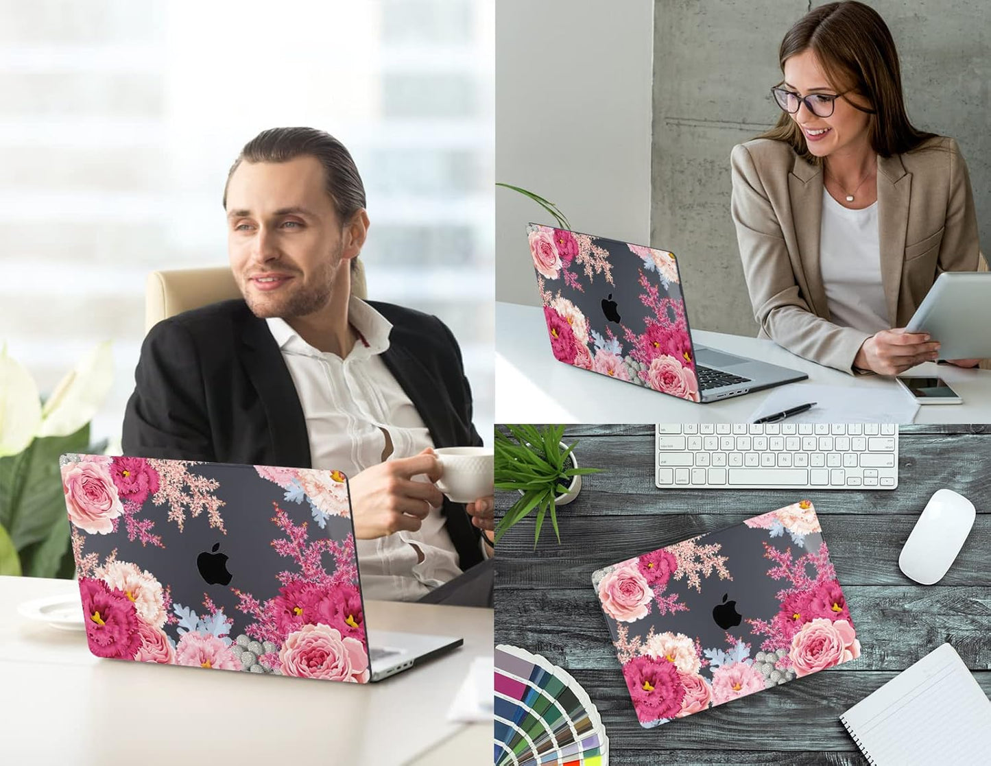 CISSOOK Gorgeous Floral Case for MacBook Pro 14 Inch 2024 2023 2021 Release M4 A3112 A3185 A3401 / M3 A2992 A2918/ A2779 M2 /A2442 M1, Plastic Hard Shell Case for MacBook Pro 14.2", Gorgeous Flowers