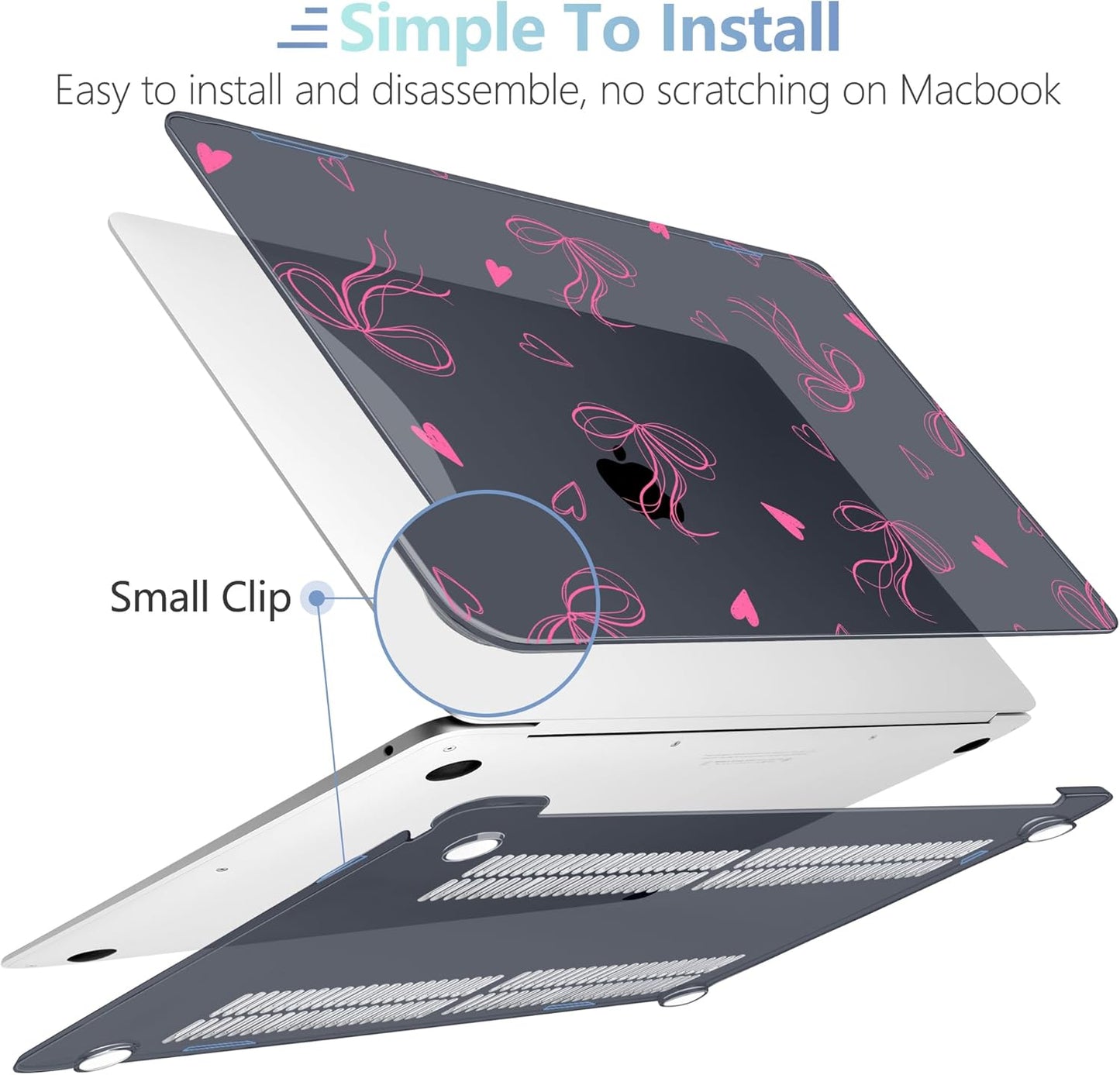 MEEgoodo for MacBook Air 13 inch Case 2021 2020 2019 2018 Released A2337 M1 A2179 A1932 with Touch ID, Plastic Hard Shell & Keyboard Cover Compatible with MacBook Air Case 13.3, Ribbons Bow