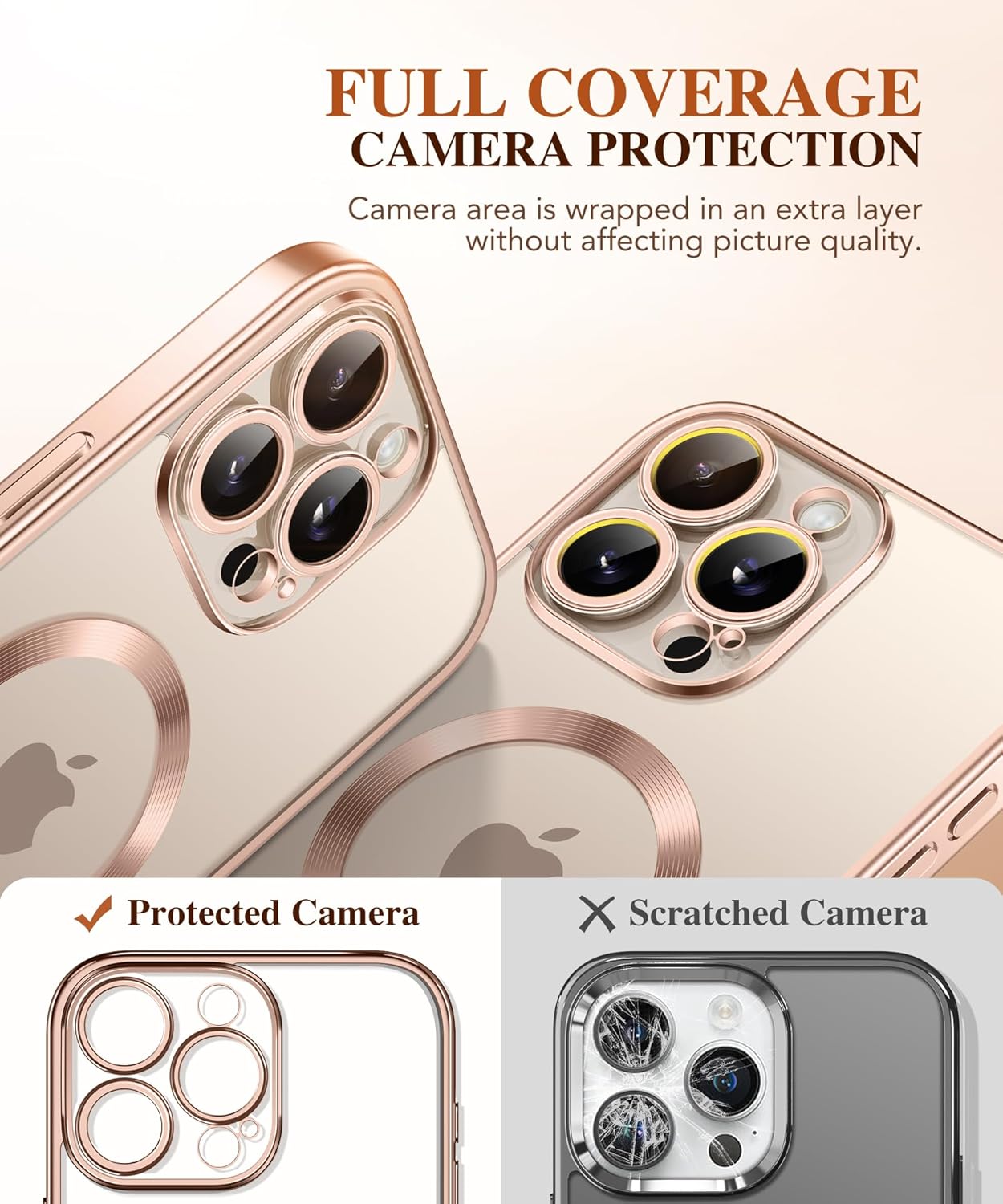 BERFY Magnetic for iPhone 16 Pro Max Case, Compatible with MagSafe, [Built-in 9H Tempered Screen Protector & Upgraded Camera Protection] Full Body Plating Phone Case for 16 Pro Max, Desert Gold