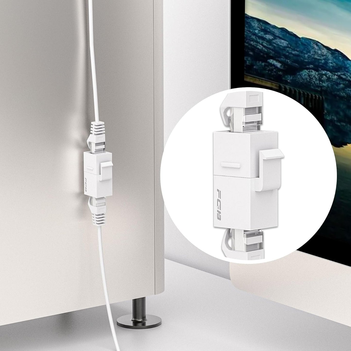 FGB 10 Gbps CAT6A RJ45 Keystone Coupler 25-Pack, Ethernet Keystone Jack, Ethernet Coupler Female to Female UTP for Cat6a/Cat6/Cat5e/Cat5, White