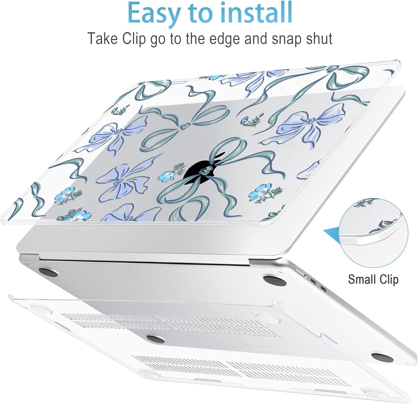 Mektron for 2025 M4 MacBook Air 13.6 Inch A3240 Case Fits 2023 A2681 M2 2024 A3113 M3 Chip with Liquid Retina Display Touch ID, Printed Plastic Hard Shell Cover for MacBook Air 13.6", Bows C355