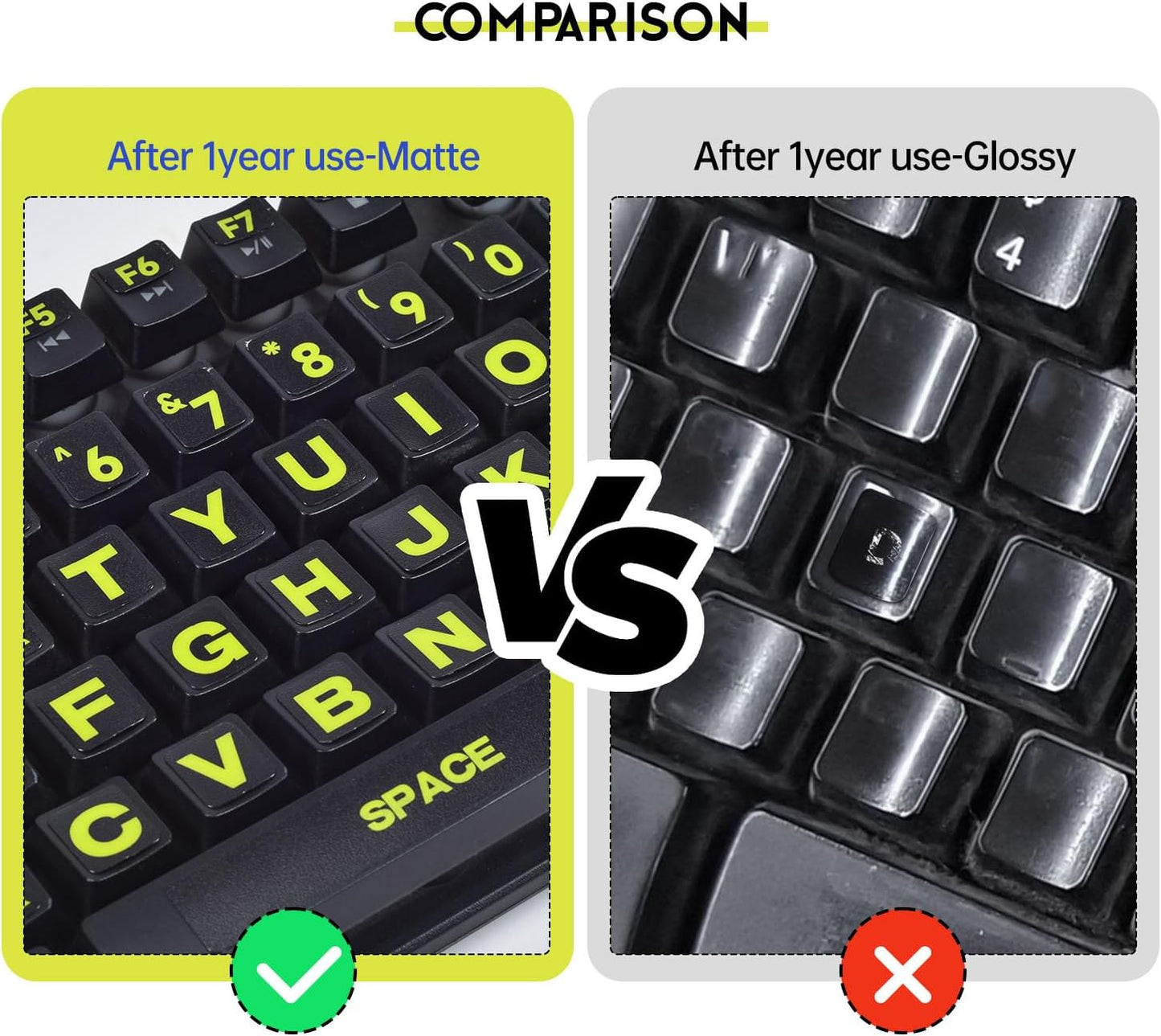 English Keyboard Stickers Full Size Universal PC Computer Laptop Desktop Replacement - QWERTY Alphabet for Full Size Keyboards - 1PCS