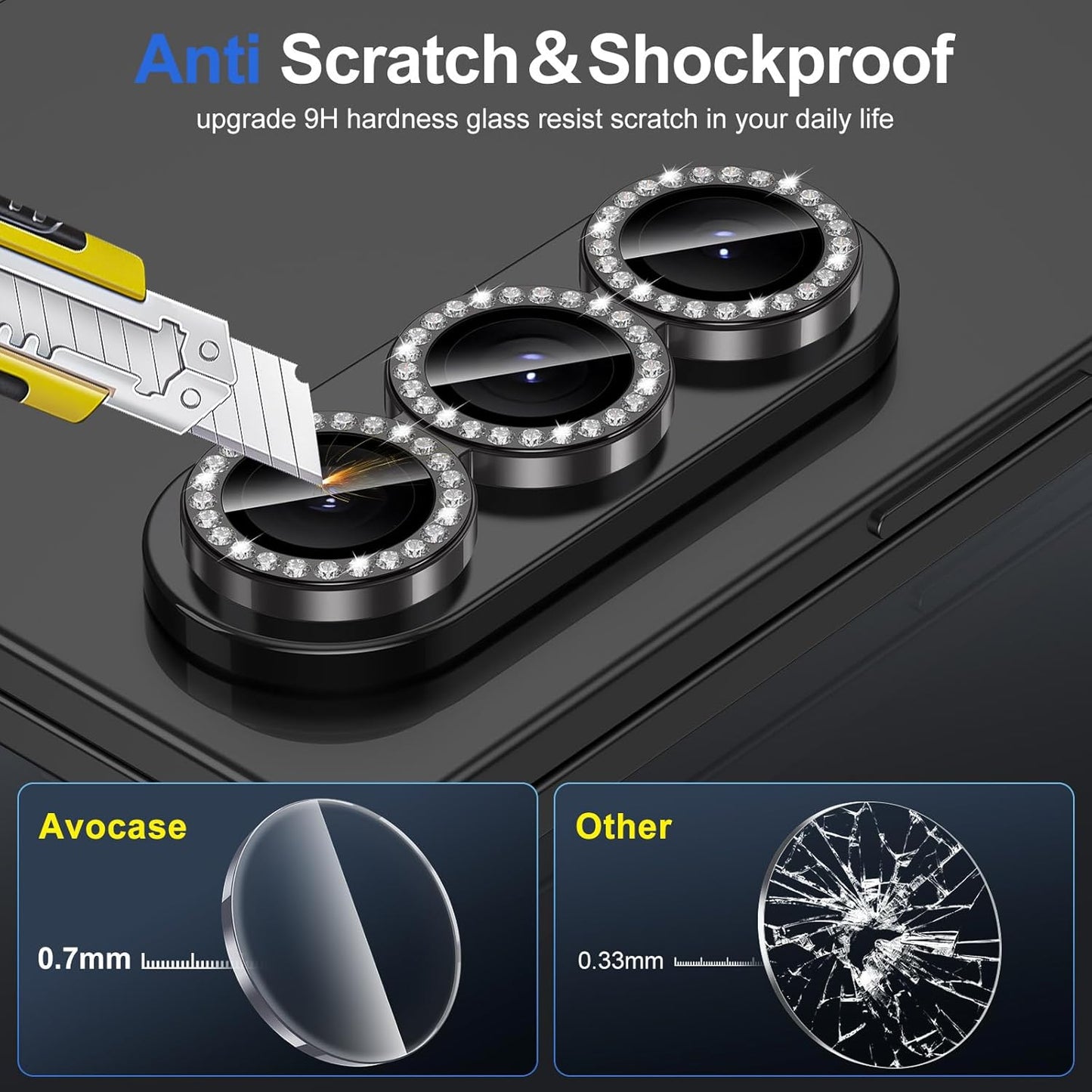 for Samsung Galaxy Z Fold 7 Camera Lens Protector, Individual Metal Ring Tempered Glass Lens Cover, [Strong Adsorption] Scratch Resistant Ultra-Thin HD Clear Lens Cover, 1 Set-Black Diamond