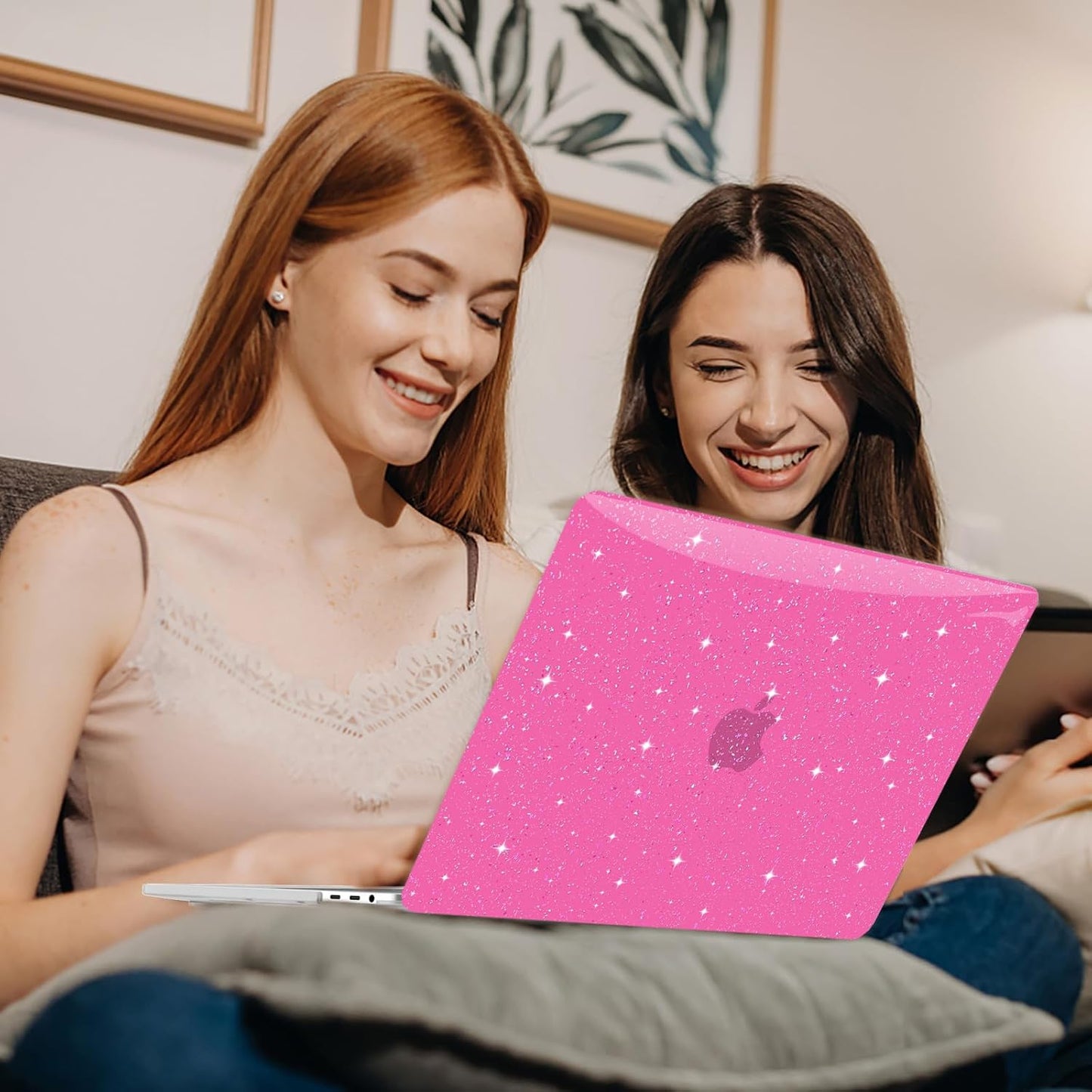 Anban Compatible with MacBook Pro 13 inch Case M2 M1 2025-2016 A2338 A2251 A2289 A2159 A1989 A1706 A1708, Plastic Hard Shell+Keyboard Cover+Screen Skin for MacBook Pro 13.3 inch Case, Shiny Hot Pink