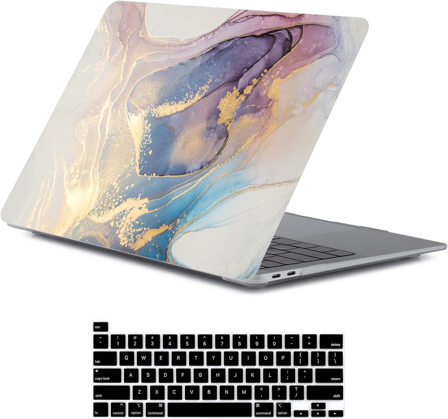 LanBaiLan Compatible for MacBook Pro 13 inch with Touch Bar 2020 2019 2018 2017 2016 Release M1 A2338 A2289 A2251 A2159 A1989 A1706 A1708, Laptop Hardshell Case and Keyboard Cover, Colorful Marble