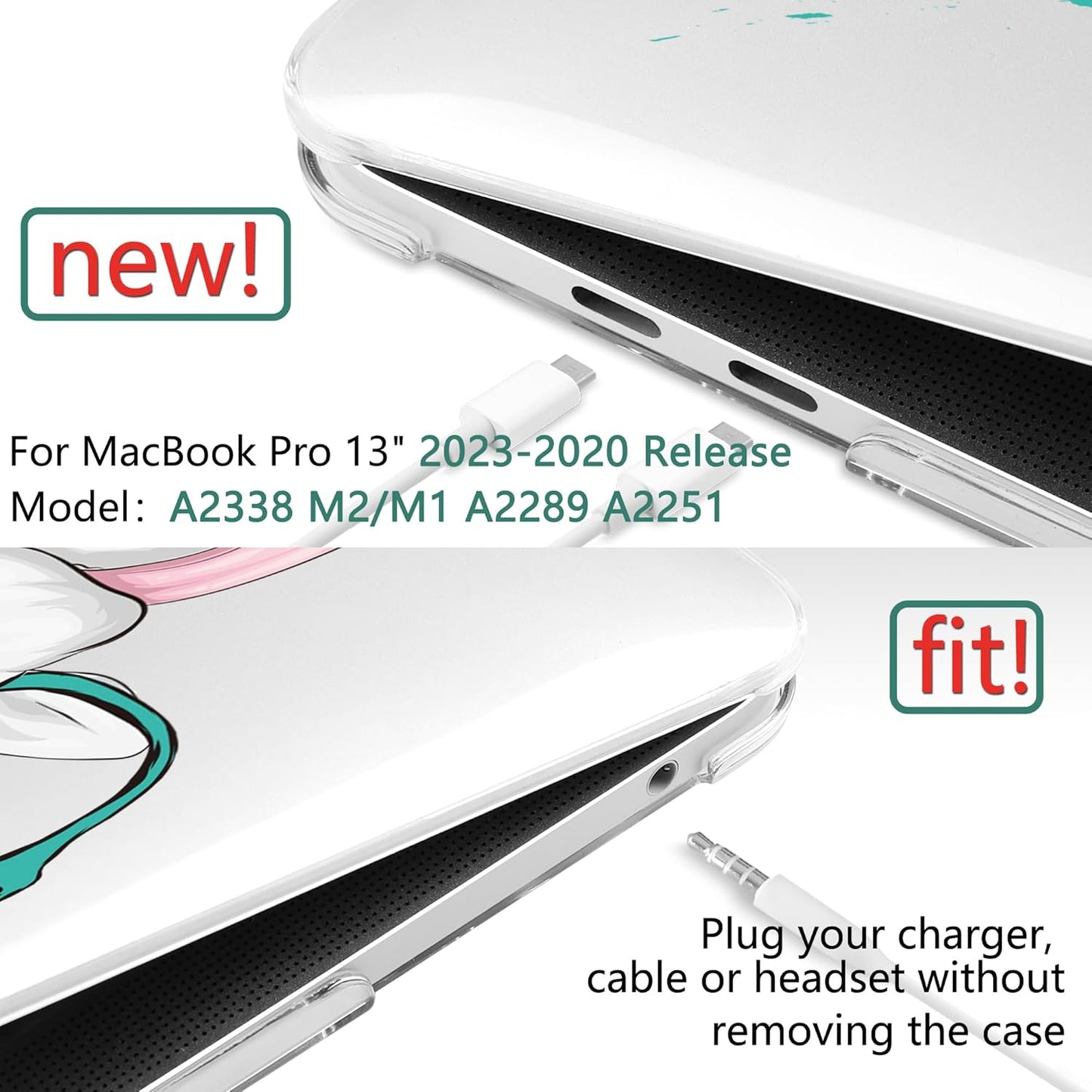 MEEgoodo Case for MacBook Pro 13 inch 2022 2021 2020 New A2338 M2/M1 A2251 A2289, Laptop Hard Shell Cases with Keyboard & Camera Cover Compatible Case, Funny Giraffe, (A2338/A2251/A2289)