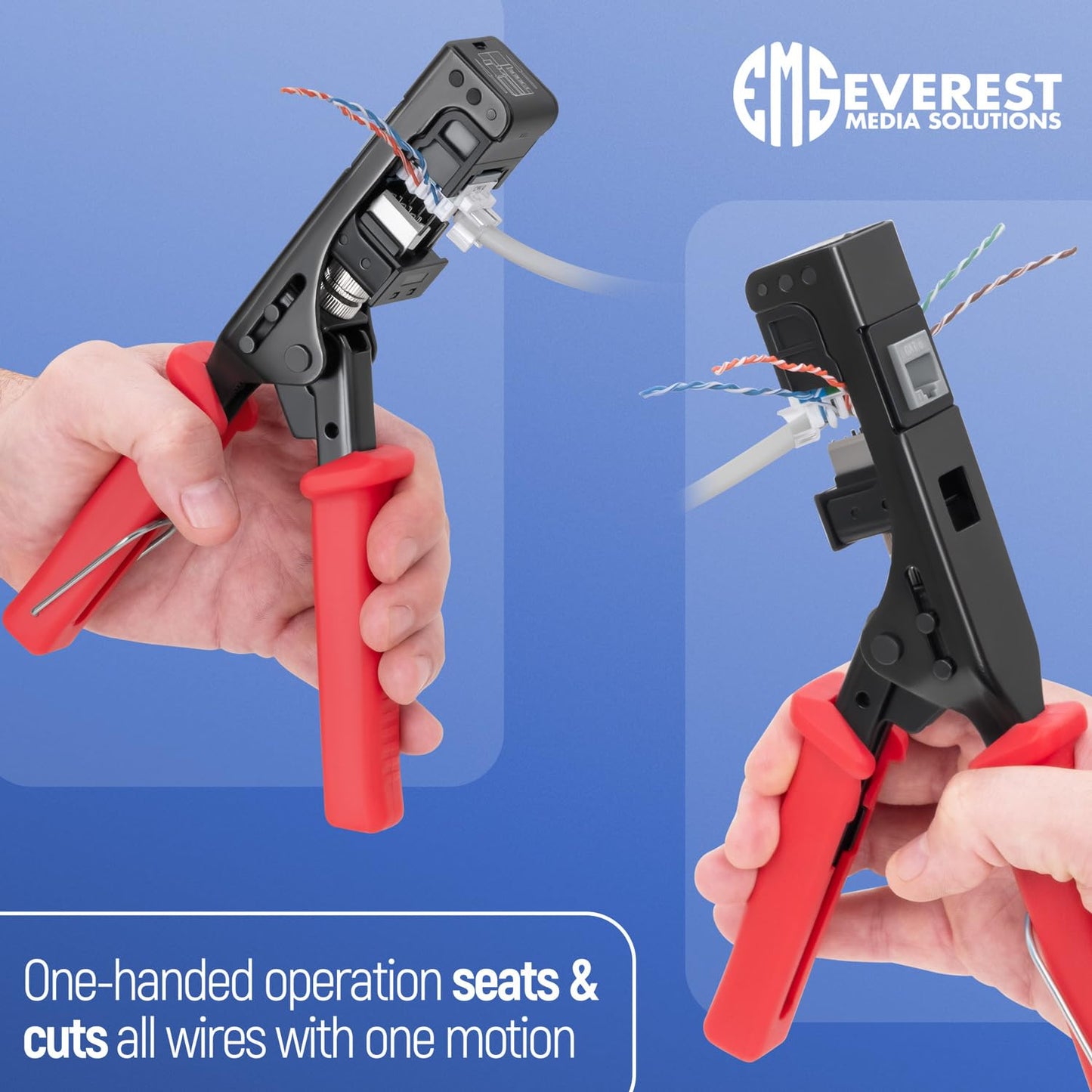 Everest easyJACK - 45° Angled Speed Termination Keystone Tool Set - with 20-Pack of RJ45 Cat6 Keystone Jacks in Purple (Slim Profile Design) - Time Saver Network Punch Down Tool Cat6