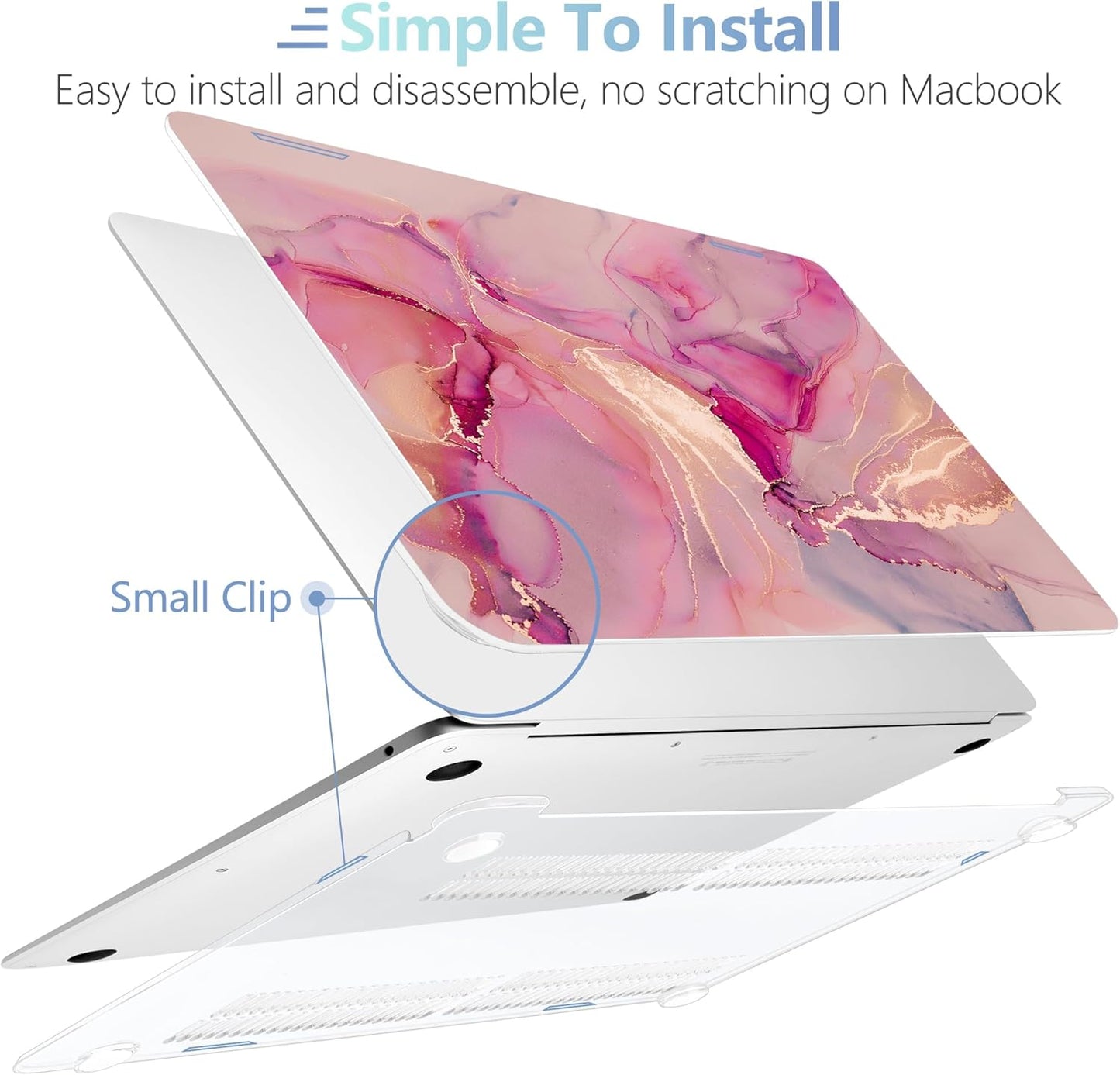 MEEgoodo for MacBook Air 13.3 inch Case 2021 2020 2019 2018 A2337 M1 A2179 A1932,Clear Case for MacBook Air M1,Laptop Shell with Keyboard Webcam Cover&Trackpad Film&Type C Adapter,Gold Splashes Marble