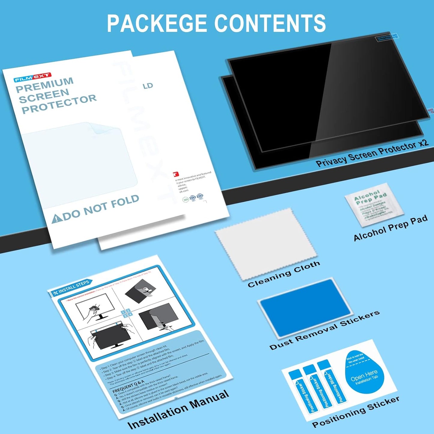 FILMEXT [2 Pack Removable Computer Privacy Screen Filter for 27 inch Monitor, Privacy Shield for Frameless Monitor Widescreen 16:9 Aspect Ratio, Blue Light Filter, Anti-Spy & Anti-Scratch