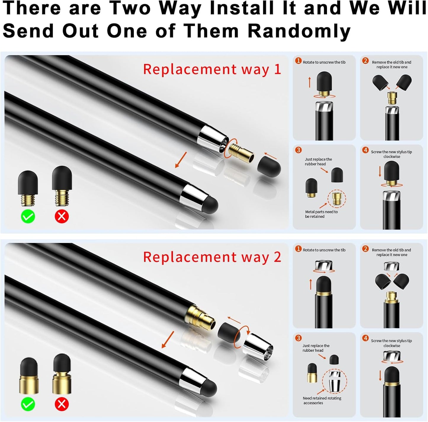 10 PCS Stylus,Stylus Pen for Touchscreen,Stylus 2-in-1 High Sensitivity & Precision Suitable for All Touch Screens of iPhone/ipad/Android Tablets(10 Stylus Pen Rose Gold/Black + 20 Tips)