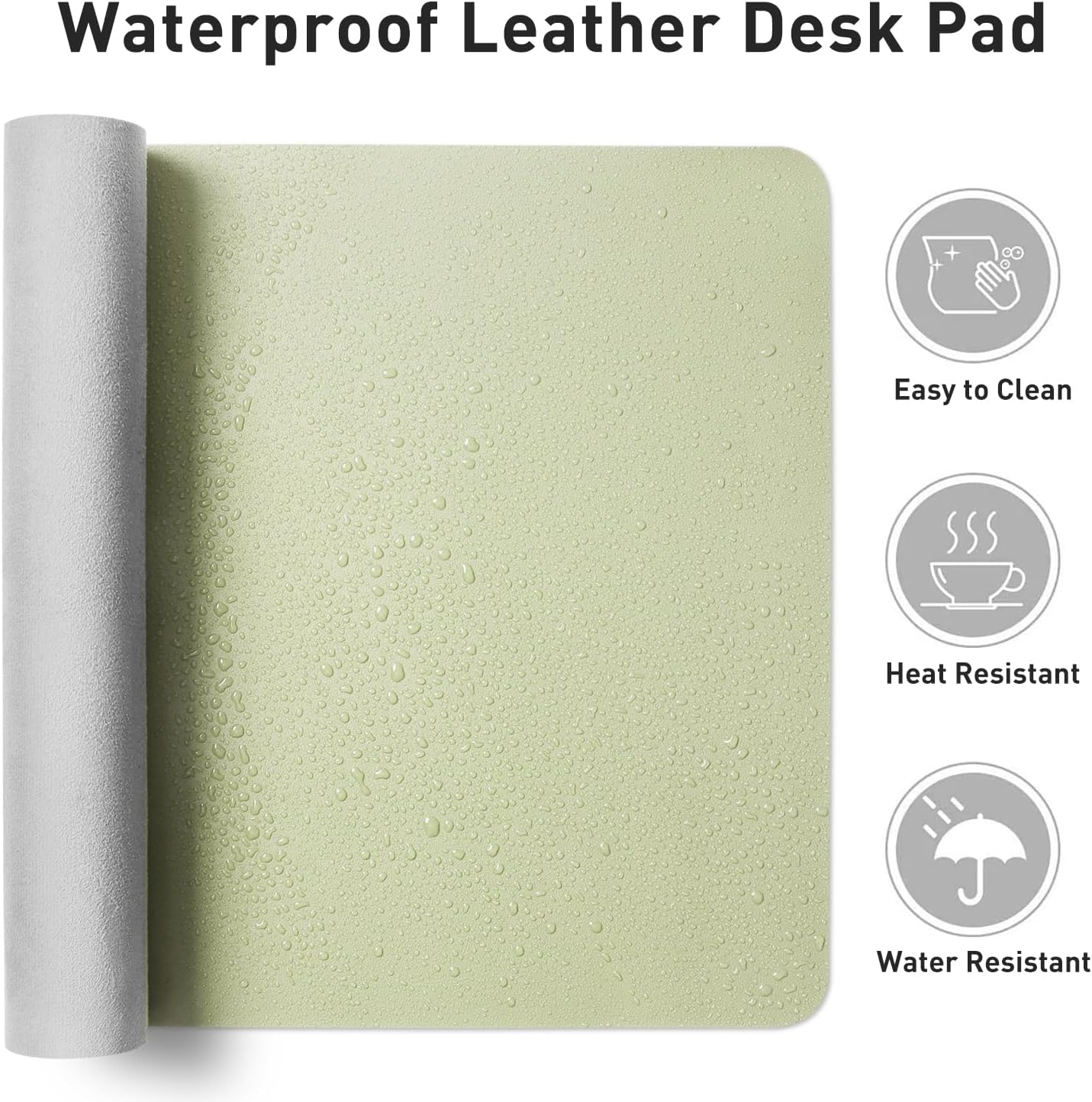 Aothia Leather Desk Pad Protector, Office Mat, Large Mouse Pad, Non-Slip PU Leather Blotter, Laptop Desk Pad, Waterproof Writing Pad for Office and Home (Grass Green, 31.5" x 15.7")
