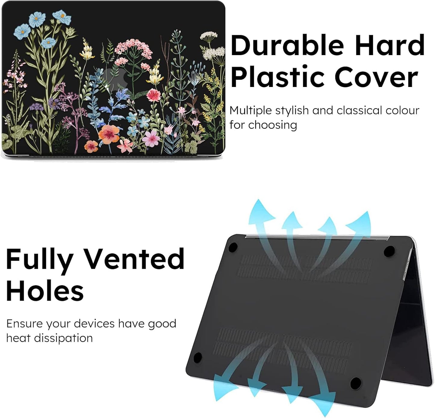 iCasso for MacBook Air 13 inch Case 2025 2024-2022 Release M4 A3240 M3 A3113 A2681 M2 with Liquid Retina Display, Hard Plastic Shell for Mac Air 13.6, TPU Keyboard Cover&Screen Protector, Weeds