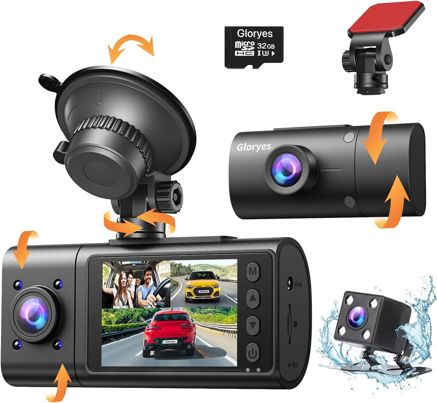 2025 Dash Cam, 3 Channel Dash Cam Front and Rear Inside, Interior Car Camera, 2.5K/1440P Single Fr,Fr+Interior, Front+Rear Dash Camera for Cars Taxi with Night Vision, Parking Monitor 1S Recording