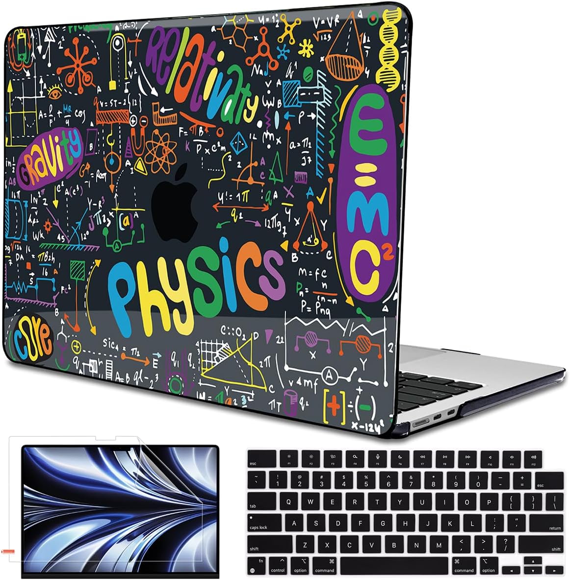 Compatible with MacBook Air 13.6 Inch Case A3240 M4 A3113 M3 A2681 M2 Chip 2025 2024 2023 2022 Release, Crystal Black Pattern Plastic Hard Shell Cover for Mac 13.6 M4, Physical Chemistry