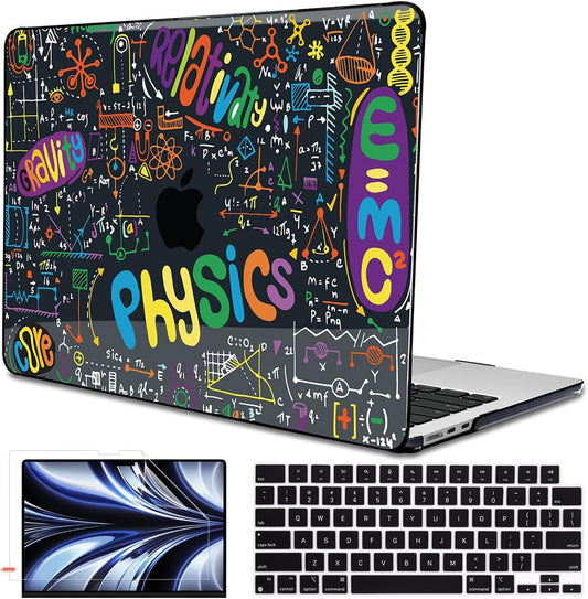 Compatible with MacBook Air 13.6 Inch Case A3240 M4 A3113 M3 A2681 M2 Chip 2025 2024 2023 2022 Release, Crystal Black Pattern Plastic Hard Shell Cover for Mac 13.6 M4, Physical Chemistry