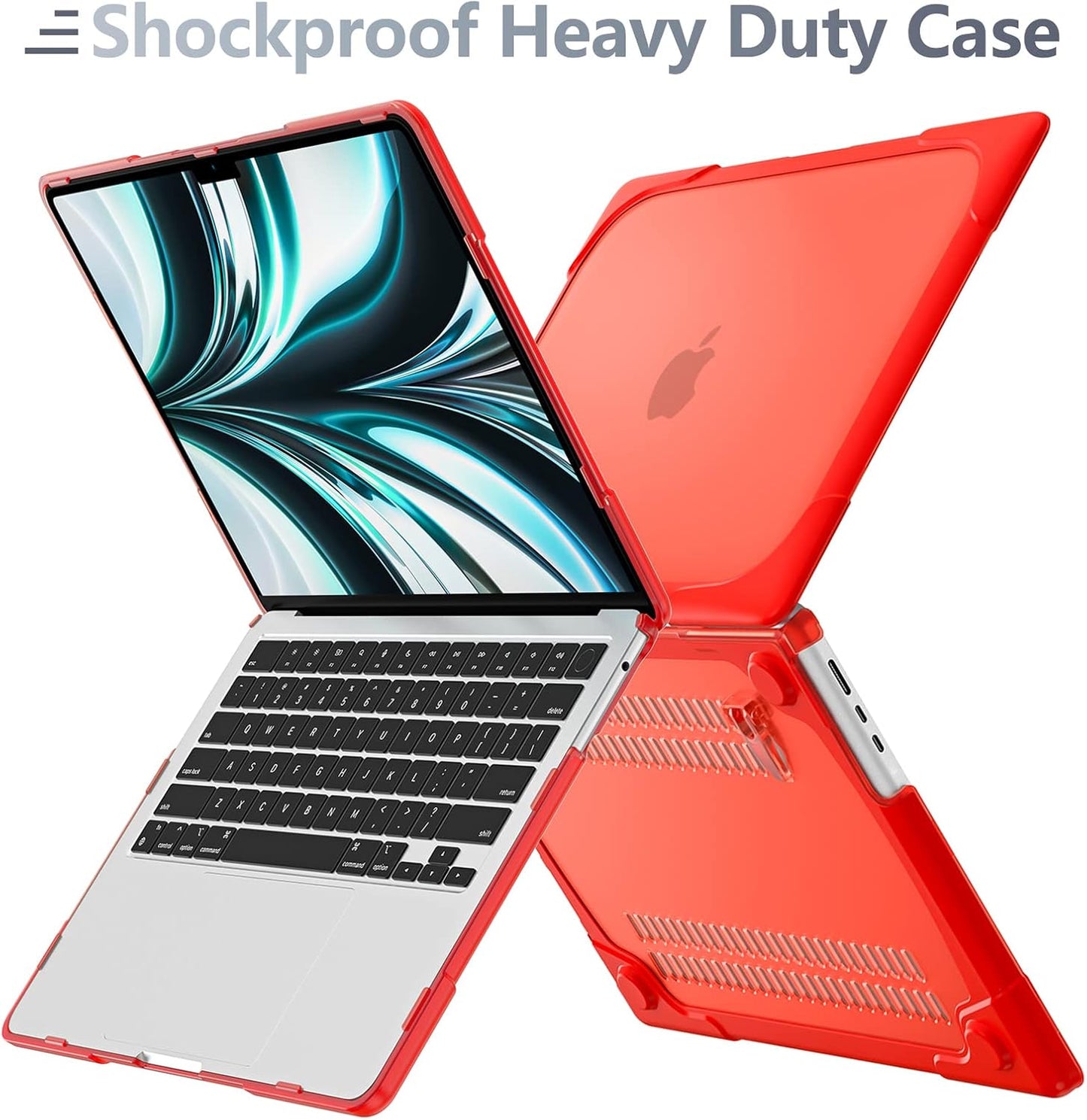 Batianda for New MacBook Air 13.6 inch Case 2025 M4 2024 2022 Release Model A3240 A2681(M2) A3113(M3), Heavy Duty Shockproof Protective Hard Shell with Fold Kickstand & Keyboard Cover, Red