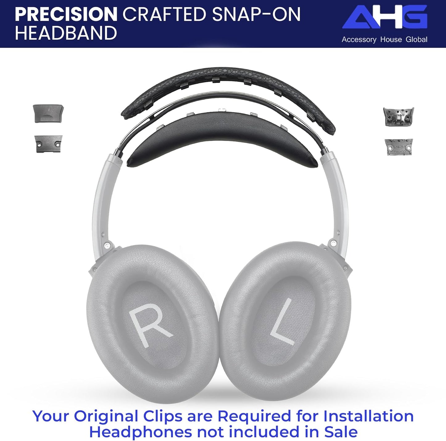 AHG QC35 ii Headband / QC35 Headband pad Cushion kit. Compatible w/Bose QuietComfort 35 ii / QC35 Headphones (Black). Premium Headband Design | Seamless DIY Assembly | Superior Comfort and Durability