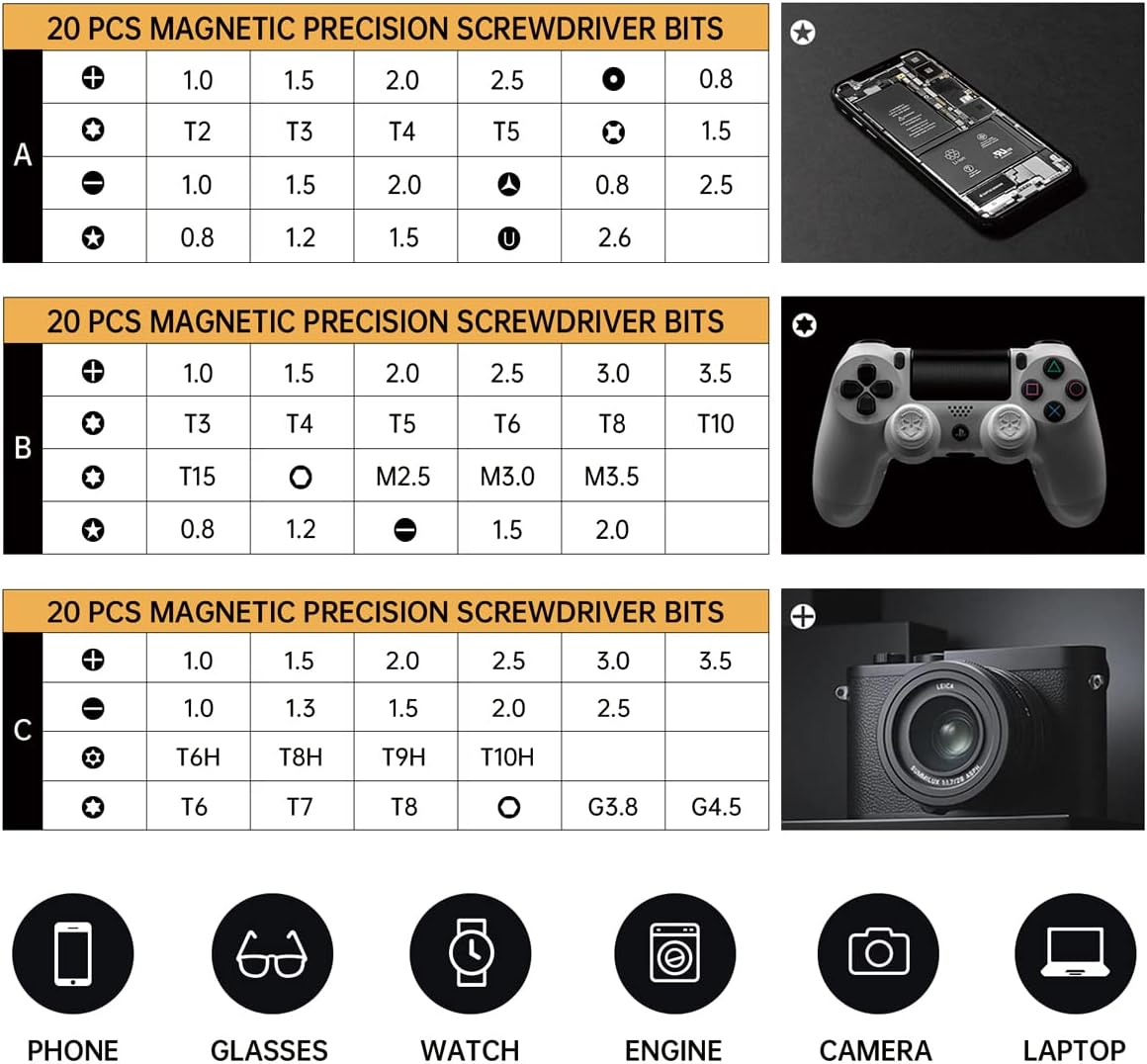 JAKEMY Electric Mini Laptop Screwdriver Repair Tool Kit Cordless Torque Power Gear Adjustable with Light Manual&Automatic Screwdriver Rechargeable for Phone,Consoles,Toys,Ect