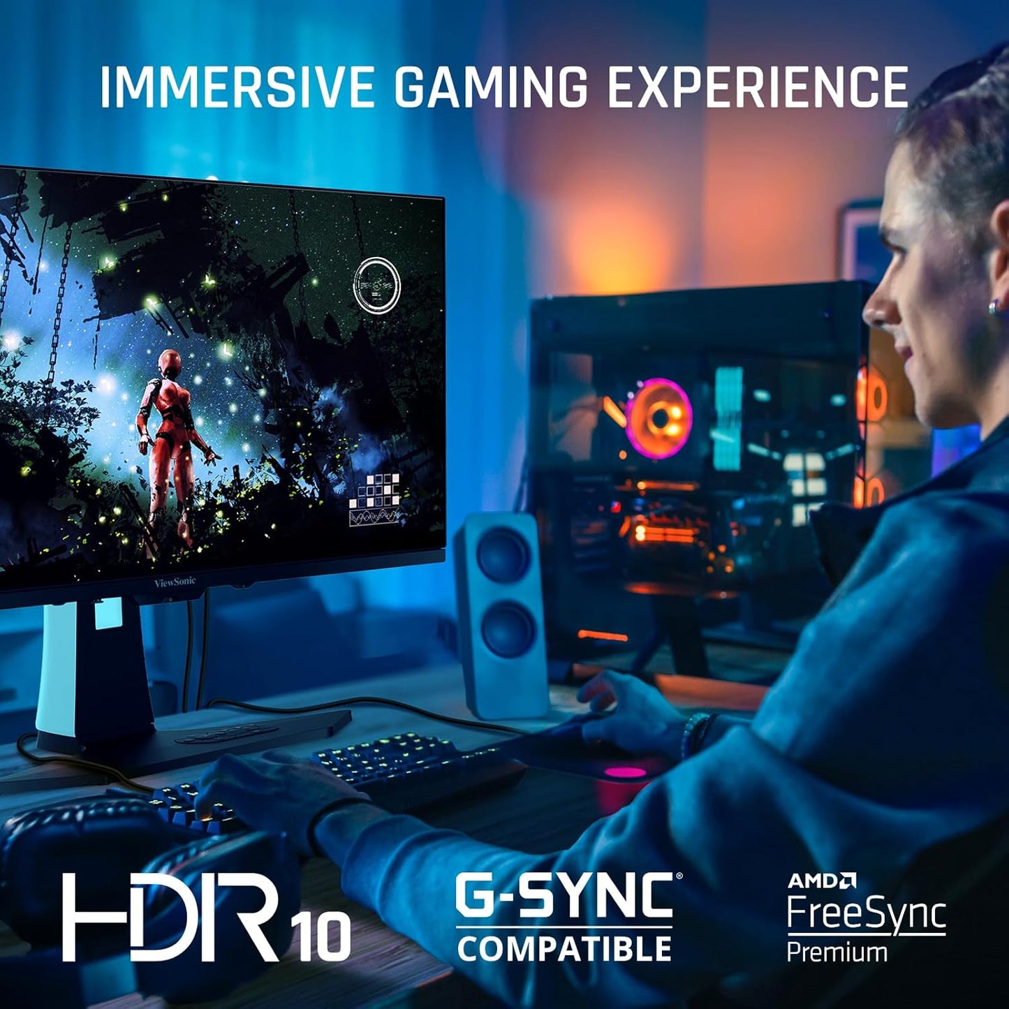 ViewSonic XG272-2K-OLED 27 Inch 1440p 240Hz OLED Ergonomic White Gaming Monitor with up to 0.01ms, FreeSync Premium, G-Sync Compatibility, RGB, and USB-C, HDMI v2.1, DP Inputs