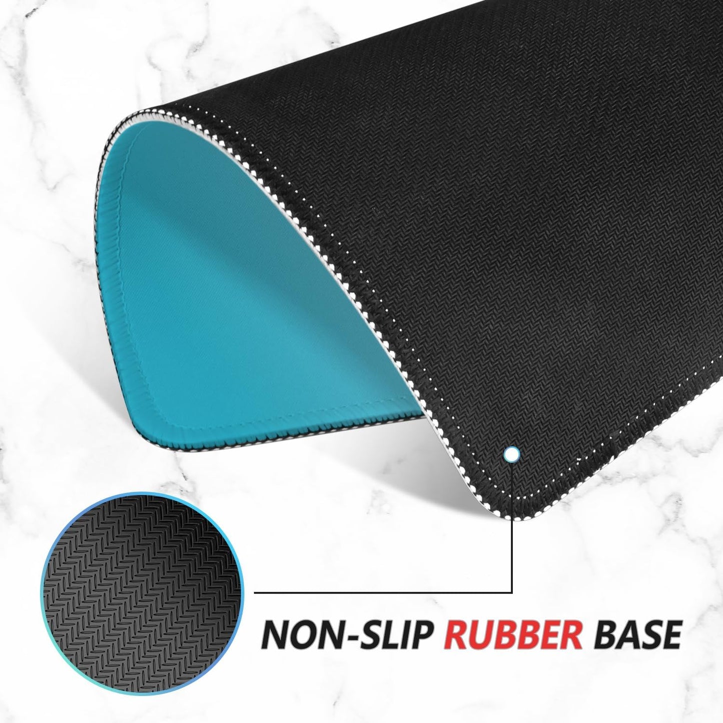 ITNRSIIET Mouse Pad Non-Slip Rubber Base Smooth Surface Stitched Edges Waterproof Durable Compatible with All Mice for Office & Gaming, Desk Accessory, 10.2x8.3x0.12 inch, Aqua Gradient