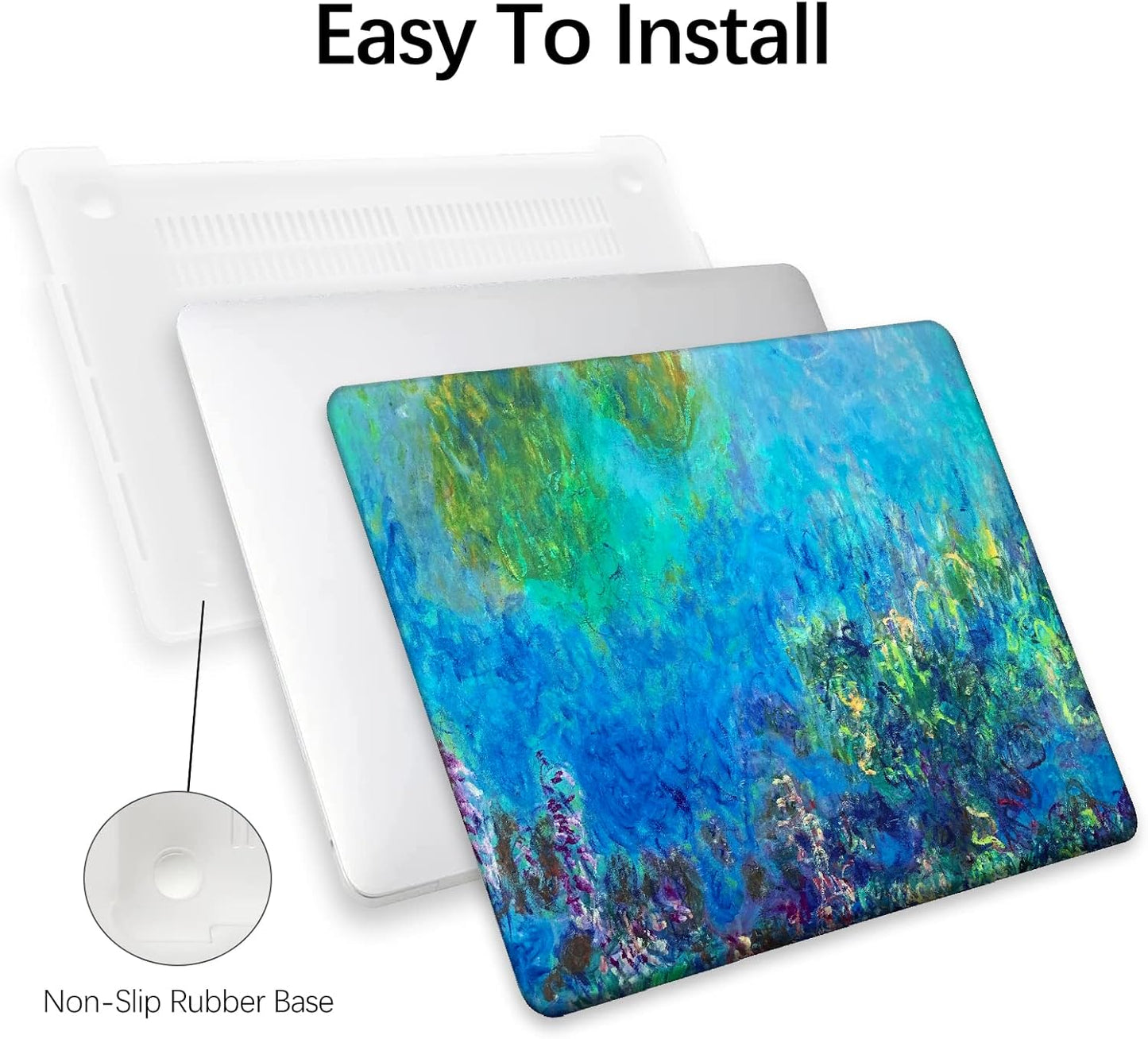 Compatible with MacBook Pro 13 inch Art Case Skin, 2022, 2021, 2020-2016 Release A2289/A2251/A2338 M1 Plastic Watercolor Hard Shell with Keyboard Cover & Screen Protector (Wisteria by Claude Monet)