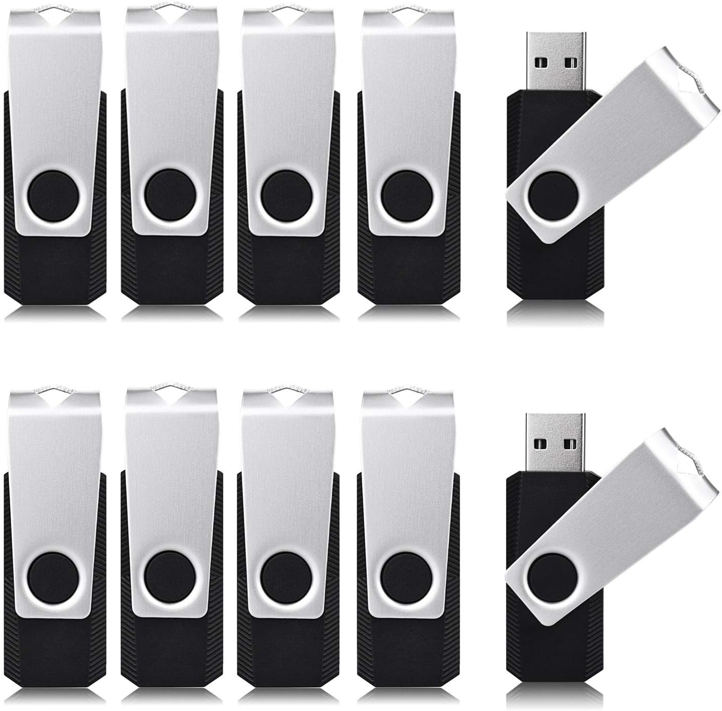 Aiibe 8GB Flash Drive 10 Pack 8GB USB Flash Drives Thumb Drive Bulk USB 2.0 Memory Stick USB Drive, Black