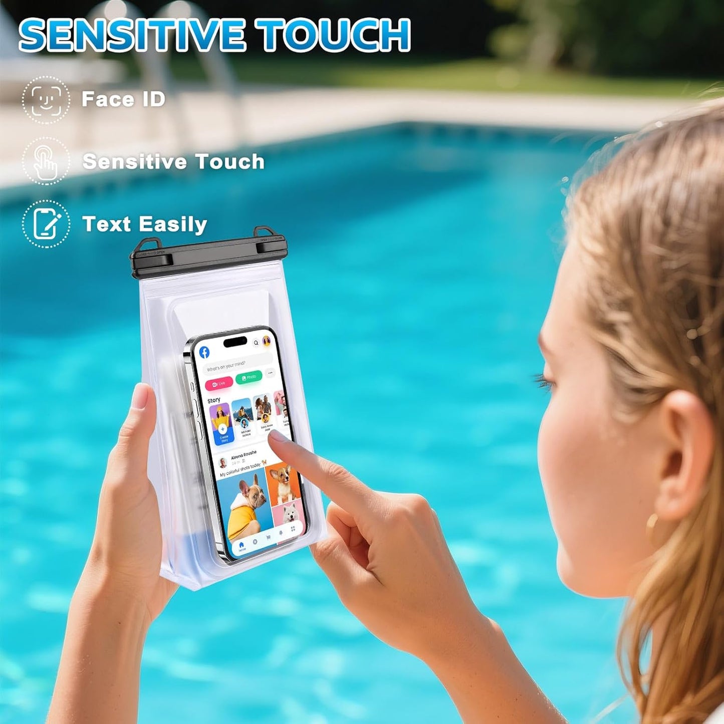 2 Pack Large Waterproof Phone Pouch, IPX8 Double Sealing Floating Waterproof Bag for iPhone 16 15 14 Pro Max Sumsang S25 S24 Google All Devices