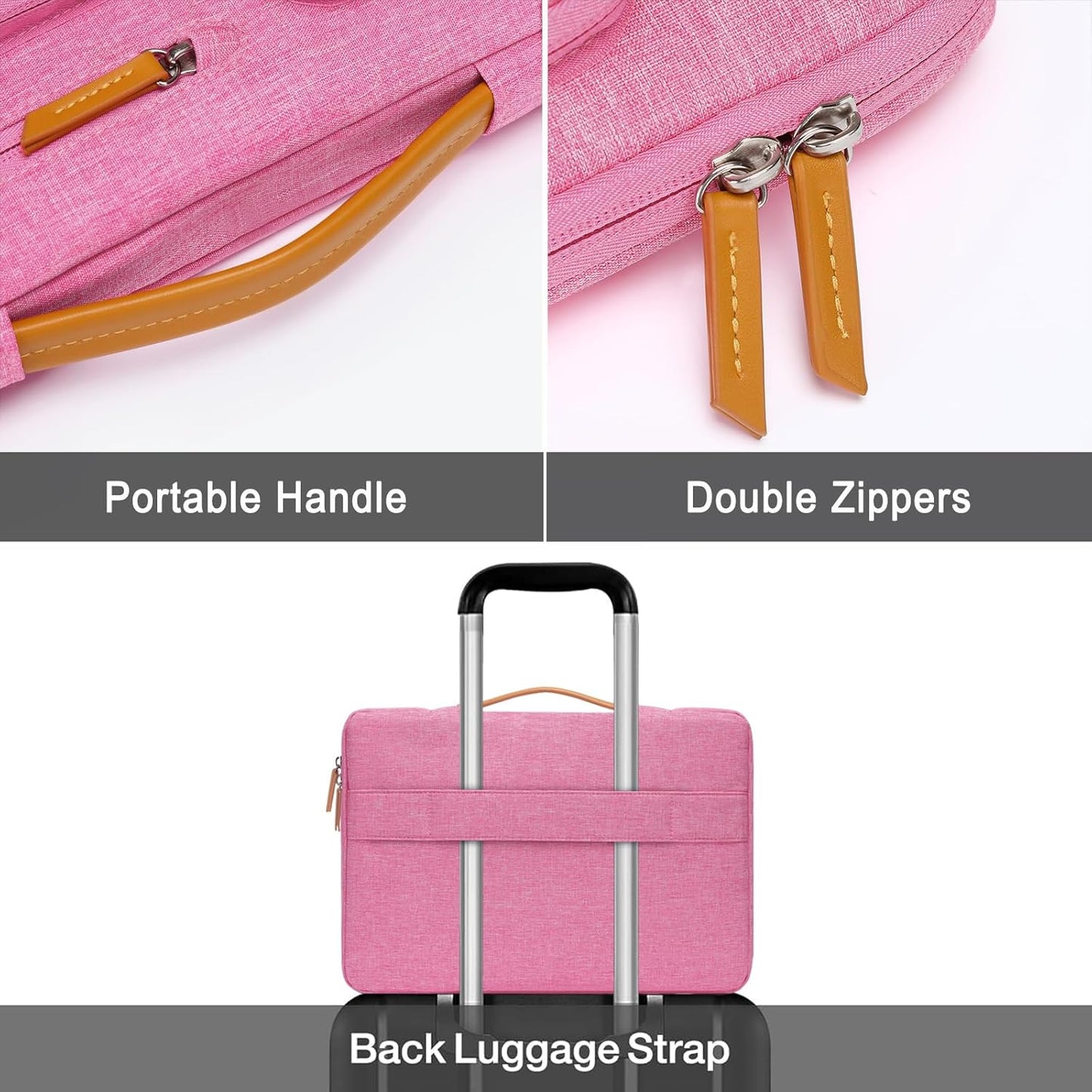 MOSISO 360 Protective Laptop Case 16 inch, 15-15.6 inch Laptop Sleeve Compatible with MacBook Pro 16, HP, Acer, Dell, Lenovo, ASUS, Side Open Carrying Case with 4 Zipper Pockets&Handle, Rose Red