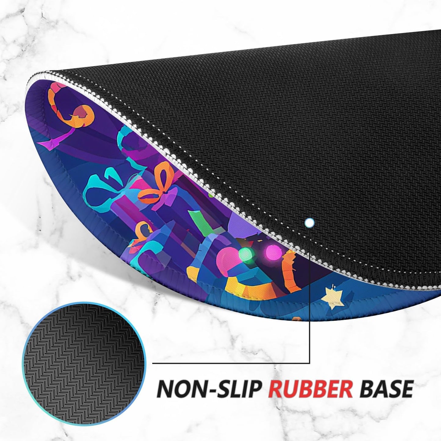 ITNRSIIET Mouse Pad Non-Slip Rubber Base Smooth Surface Stitched Edges Waterproof Durable Compatible with All Mice for Office & Gaming, Desk Accessory, Diameter 8.7 inch, PixelPartyCat