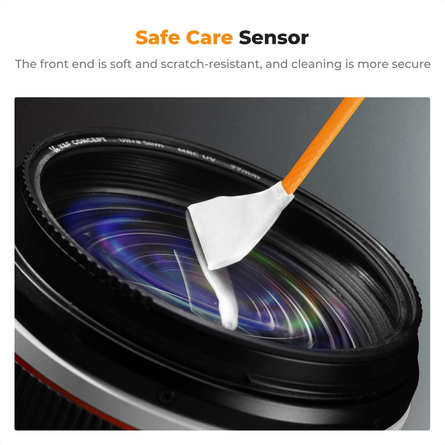 K&F CONCEPT 24mm Full Frame Sensor Cleaning Swab*6 + 20ml Sensor Cleaner, DSLR SLR Digital Camera CMOS and CCD Sensor Cleaning Swab Kits for Nikon Sony Canon Camera Clean