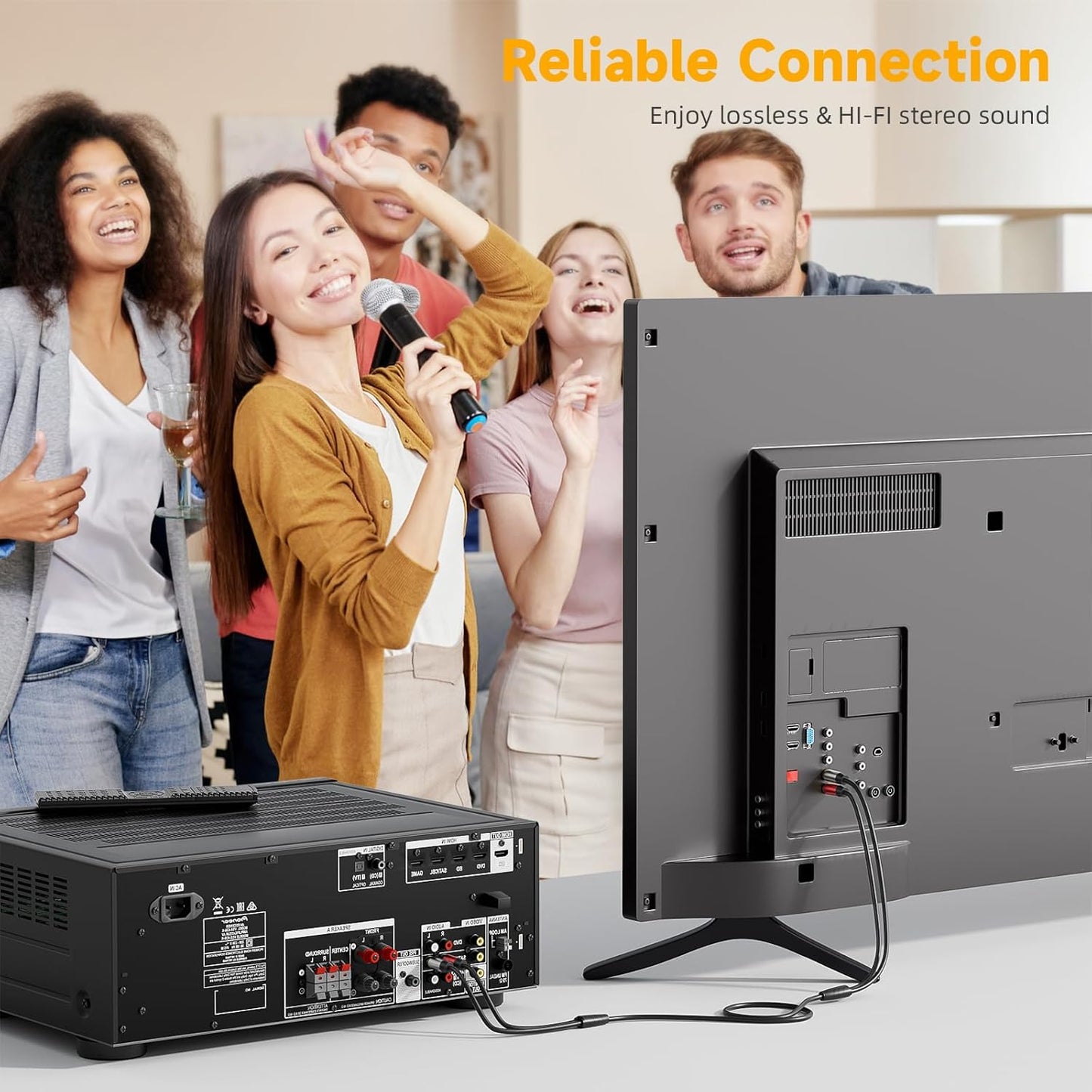 2RCA to 2RCA Cable 4.9FT (Male to Male), Gold-Plated Stereo Audio Cable for Home Theater, HDTV, Amplifier, Hi-Fi Systems, Car Audio, Gaming Consoles, Speakers, Subwoofer (4.9FT/1.5M)