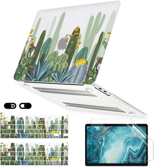 Case for MacBook Pro 13 inch M2 M1 A2338 A2289 A2251 A2159 A1989 A1706 A1708 2023-2016 Release, Matte Clear Hard Cover&Keyboard Cover&Screen Protector for Mac Pro 13.3 with Touch ID, Cactus