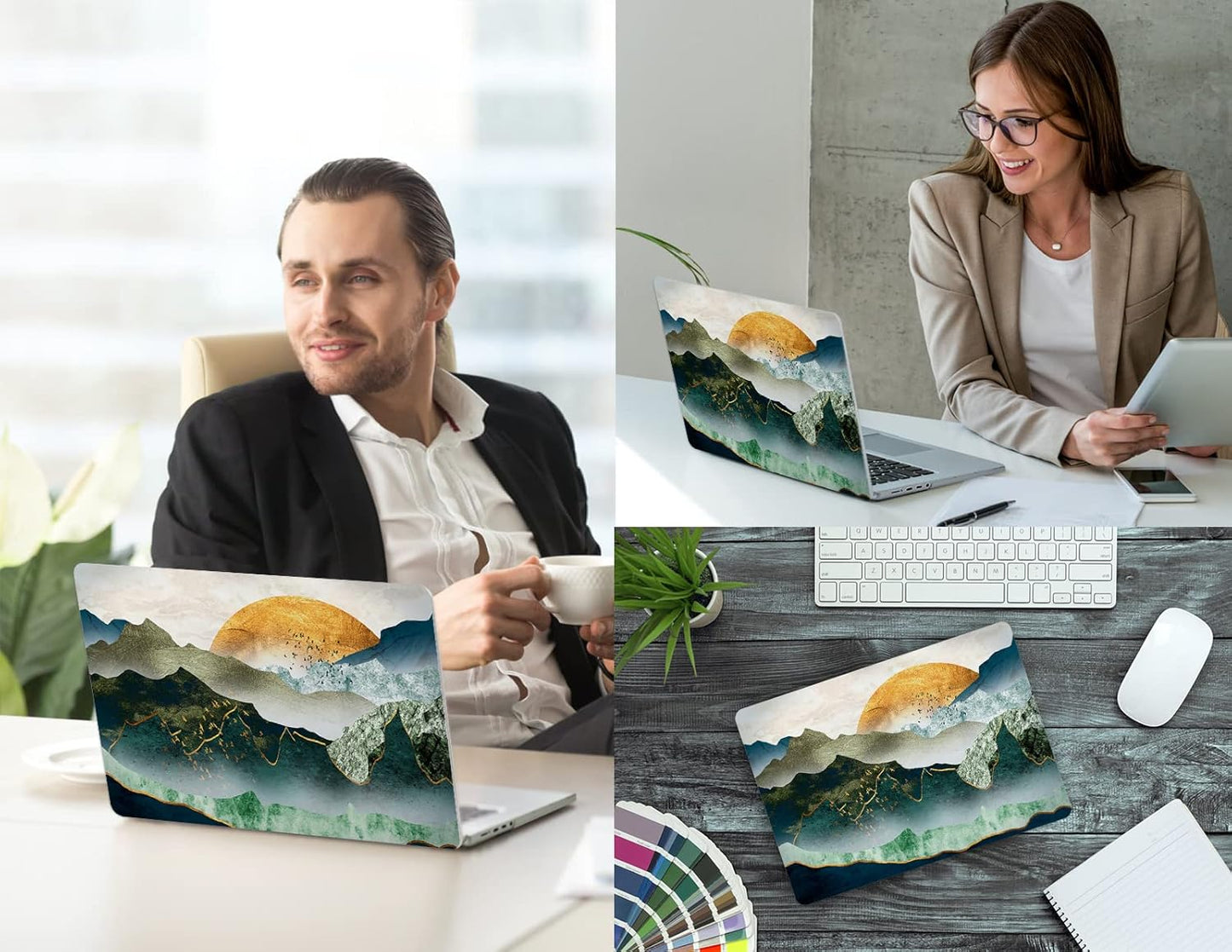 CISSOOK Mountain Case for MacBook Pro 14 inch 2024 2023-2021 Release Model M4 A3112 A3185 A3401/ M3 A2992 A2918/ M2 A2779 /A2442 M1 with Touch ID, Plastic Sunshine Mountain Cover for MacBook Pro 14